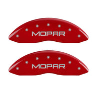 MGP 4 Caliper Covers Engraved Front & Rear MOPAR Red finish silver ch - 32003SMOPRD