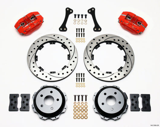 Wilwood Dynapro Rear Kit 12.19in Drilled Red Subaru Impreza WRX - 140-7006-DR