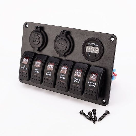 XTM Universal Rocker Switch Panel Kit 5 – 9 Piece – Red LED