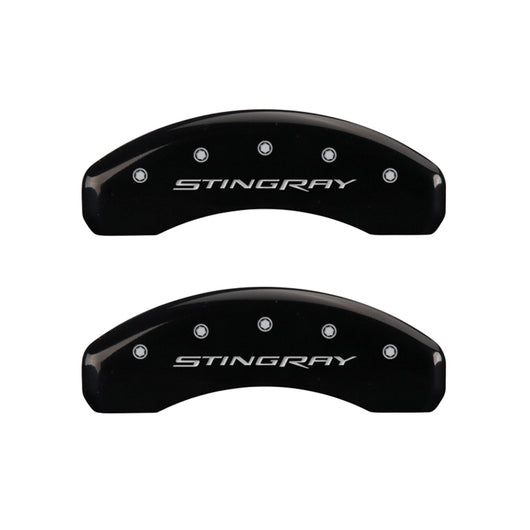 MGP 4 Caliper Covers Engraved Front & Rear Stingray Black finish silver ch - 13084SSTYBK