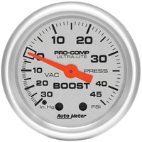 Autometer Ultra-Lite 52mm 30 IN HG/45 PSI Mechanical Boost/Vacuum Gauge - 4308