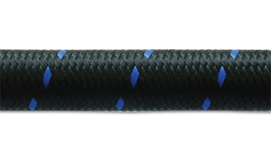 Vibrant -6 AN Two-Tone Black/Blue Nylon Braided Flex Hose (5 foot roll) - 11986B