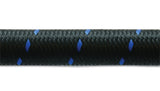 Vibrant -10 AN Two-Tone Black/Blue Nylon Braided Flex Hose (5 foot roll) - 11990B