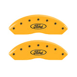 MGP 4 Caliper Covers Engraved Front & Rear Oval Logo/Ford Yellow Finish Black Char 2009 Ford Edge - 10042SFRDYL