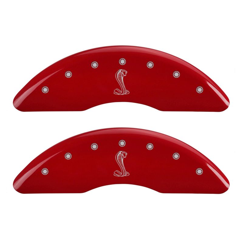 MGP 4 Caliper Covers Engraved Front & Rear Tiffany Snake Red finish silver ch - 10201SSNKRD
