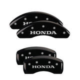 MGP 4 Caliper Covers Engraved Front & Rear Honda Black Finish Silver Char 2018 Honda Accord - 20224SHONBK