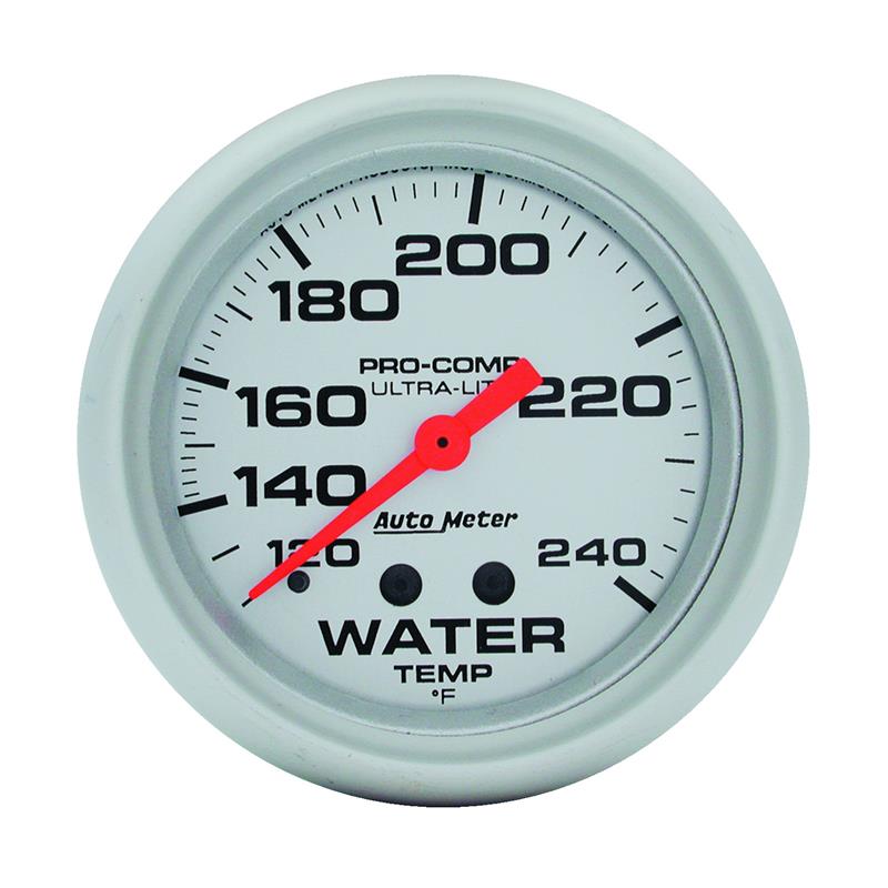 Autometer Ultra-Lite 66.7mm 120-240 Deg F Mechanical Water Temperature Gauge - White - 4432