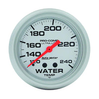 Autometer Ultra-Lite 66.7mm 120-240 Deg F Mechanical Water Temperature Gauge - White - 4432