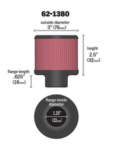 K&N 1.25in Flange ID x 3in OD x 2.5 inch H Rubber Base Crankcase Vent Filter - 62-1380