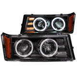ANZO 2004-2012 Chevrolet Colorado Projector Headlights w/ Halo Black - 111079