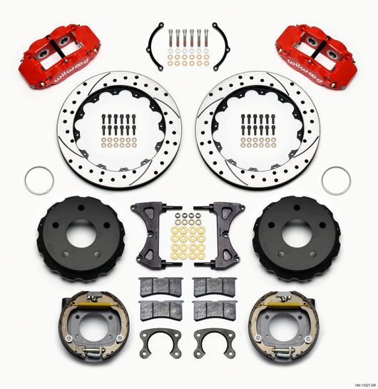Wilwood Narrow Superlite 4R Rear P-Brk Kit 12.88in Drilled Red Small Ford 2.36in Off Bronco 5 x 5.50 - 140-13321-DR