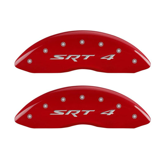 MGP 4 Caliper Covers Engraved Front & Rear SRT4 Red finish silver ch - 12192SSR4RD