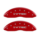 MGP 4 Caliper Covers Engraved Front & Rear I-Vtec Red Finish Silver Char 2017 Acura MDX - 39021SIVTRD