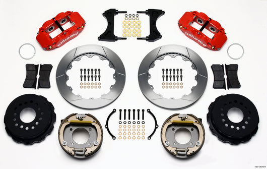 Wilwood Narrow Superlite 4R Rear P-Brk Kit 12.88in Red Chevy 12 Bolt w/ C-Clips - 140-13678-R