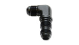 Vibrant -3AN Bulkhead Adapter 90 Degree Elbow Fitting - Anodized Black Only - 10608