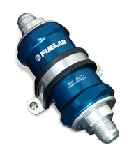 Fuelab 818 In-Line Fuel Filter Standard -8AN In/Out 10 Micron Fabric - Blue - 81802-3