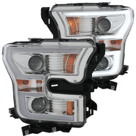 ANZO 2015-2016 Ford F-150 Projector Headlights w/ Plank Style Design Chrome w/ Amber - 111348