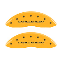 MGP 4 Caliper Covers Engraved Front & Rear Block/Challenger Yellow finish black ch - 12088SCLBYL