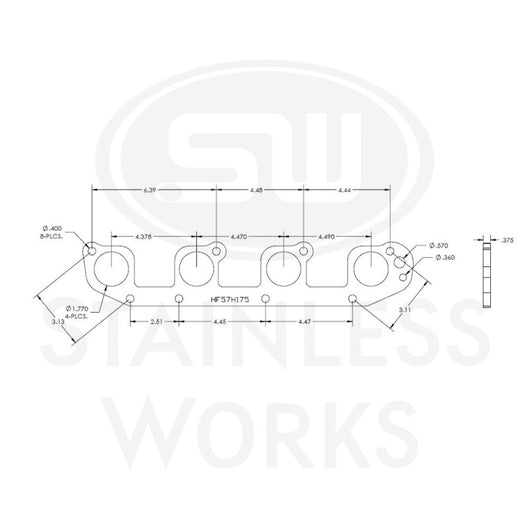 Stainless Works Hemi 5.7L Round Port Header 304SS Exhaust Flanges 1-3/4in Primaries - HF57H175