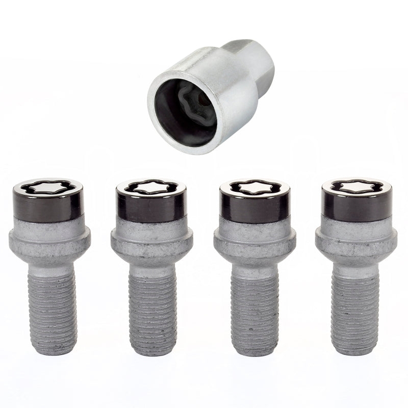 McGard Wheel Lock Bolt Set - 4pk. (Radius Seat) M14X1.5 / 17mm Hex / 26.7mm Shank Length - Black - 28318