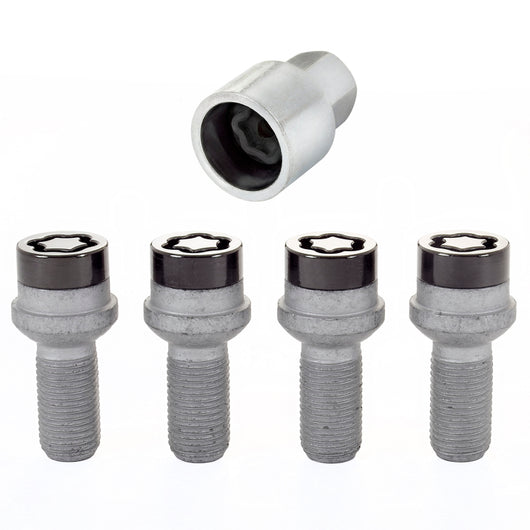 McGard Wheel Lock Bolt Set - 4pk. (Radius Seat) M14X1.5 / 17mm Hex / 26.7mm Shank Length - Black - 28318