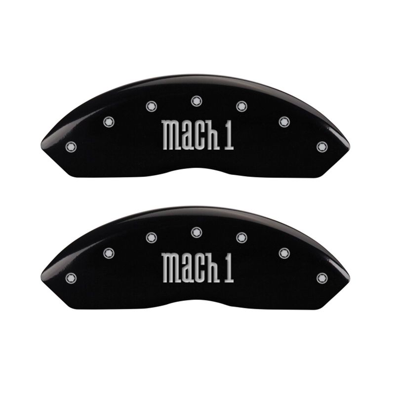 MGP 4 Caliper Covers Engraved Front & Rear Mach 1 Black finish silver ch - 10017SMCHBK