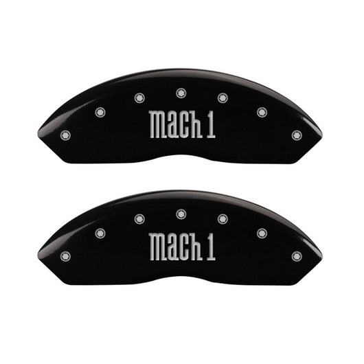 MGP 4 Caliper Covers Engraved Front & Rear Mach 1 Black finish silver ch - 10017SMCHBK