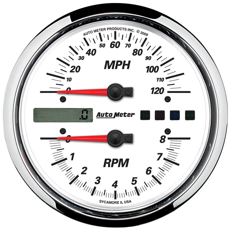 Autometer Pro-Cycle Gauge Tach/Speedo 4 1/2in 8K Rpm/120 Mph White - 19467