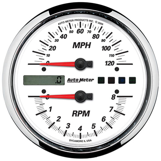 Autometer Pro-Cycle Gauge Tach/Speedo 4 1/2in 8K Rpm/120 Mph White - 19467