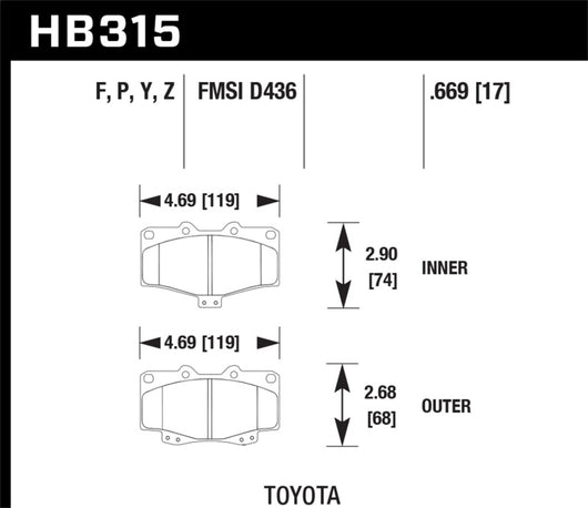 Hawk HPS Street Brake Pads - HB315F.669