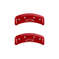 MGP 4 Caliper Covers Engraved Front & Rear Bowtie Red finish silver ch - 14026SBOWRD