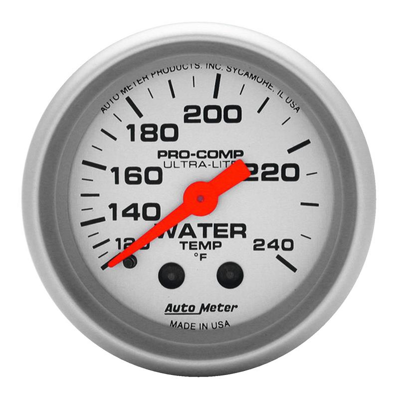 Autometer Ultra-Lite 52mm 120-240 Deg F Mechanical Water Temp Gauge 12' Tubing - 4333