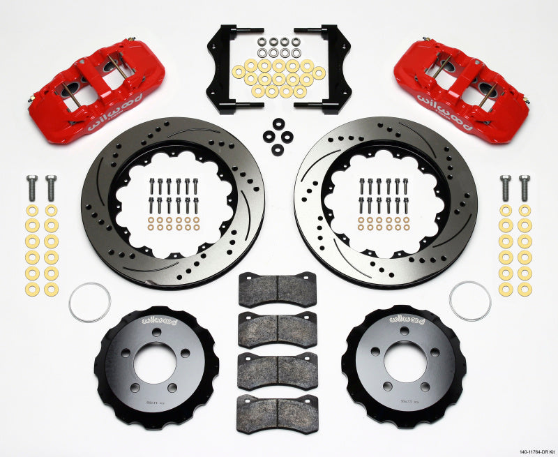 Wilwood AERO6 Front Hat Kit 14.25 Drilled Red 2006-10 Magnum/Challngr/Chrgr/300C - 140-11764-DR