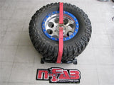 N-Fab Bed Mounted Tire Carrier Universal - Gloss Black - Red Strap - BM1TCRD