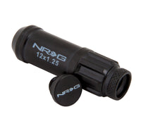 NRG 700 Series M12 X 1.25 Steel Lug Nut w/Dust Cap Cover Set 21 Pc w/Locks & Lock Socket - Black - LN-LS710BK-21