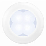 Hella '0500 Series' Slim Line White 12V DC Round Soft LED Courtesy Light w/ White Plastic Rim - 980500041