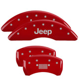 MGP 4 Caliper Covers Engraved Front JEEP Engraved Rear JEEP Grill Logo Red finish silver ch - 42010SJPLRD