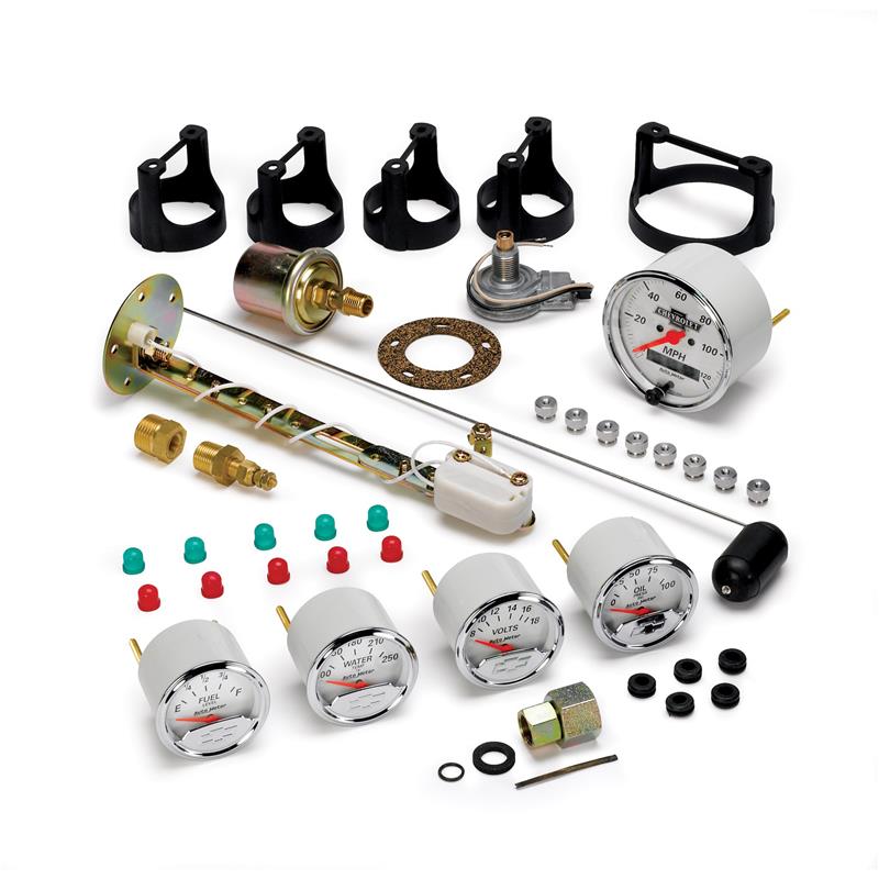 Autometer Arctic White GM 5 Pc Kit Box w/ Elec Speedo, Elec Oil Press, Water Temp, Volt, Fuel Level - 1302-00408