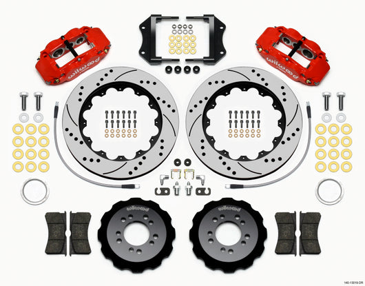 Wilwood Narrow Superlite 6R Front Hat Kit 14.00in Drill Red 2013-Up Ford Focus ST w/ Lines - 140-13019-DR
