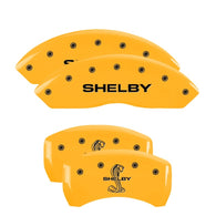 MGP 4 Caliper Covers Engraved Front Shelby Rear Snake Yellow Finish Black Char 2007 Ford Mustang - 10197SSBYYL