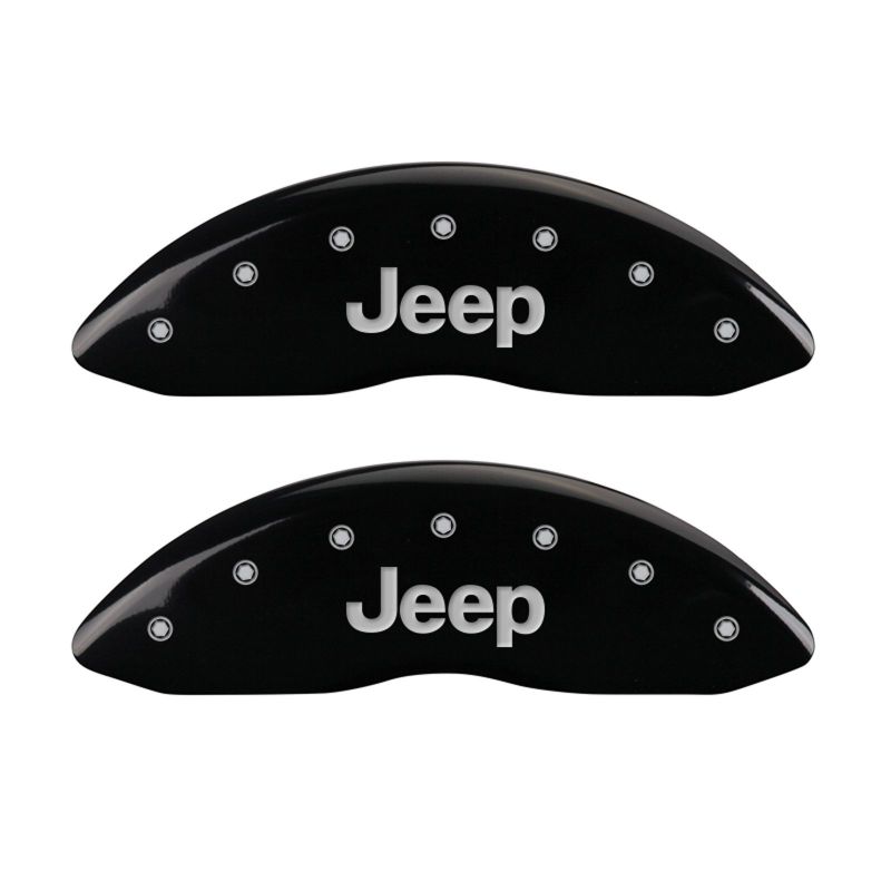 MGP 4 Caliper Covers Engraved Front & Rear JEEP Black finish silver ch - 42004SJEPBK