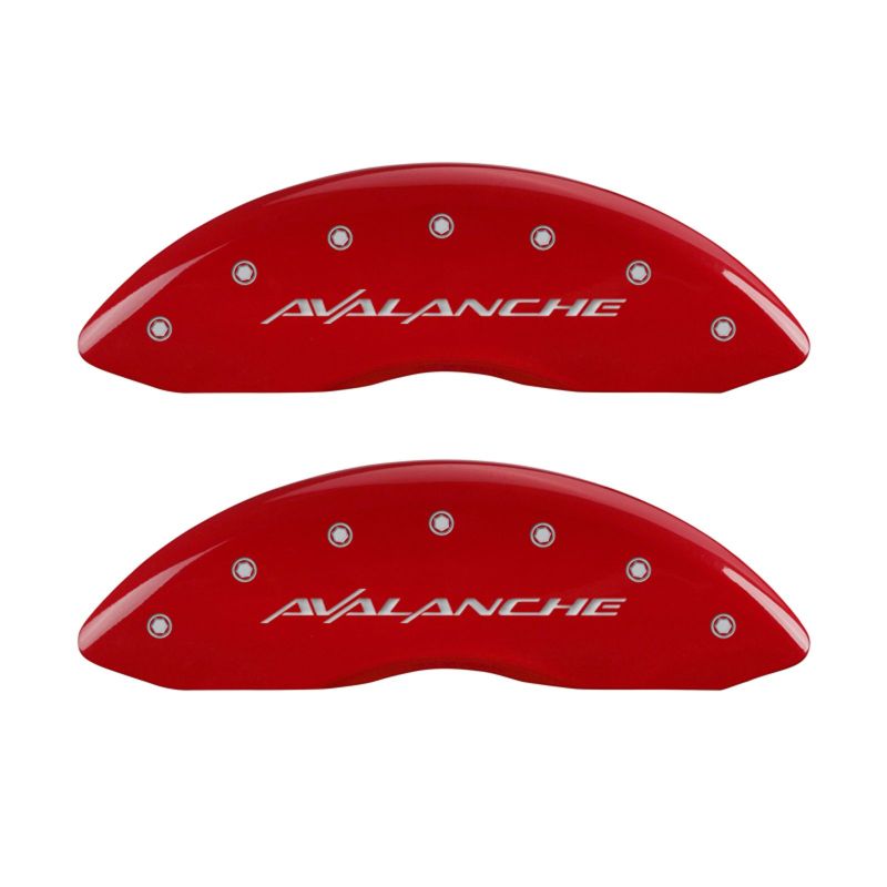 MGP 4 Caliper Covers Engraved Front & Rear Avalanche Red finish silver ch - 14004SAVLRD