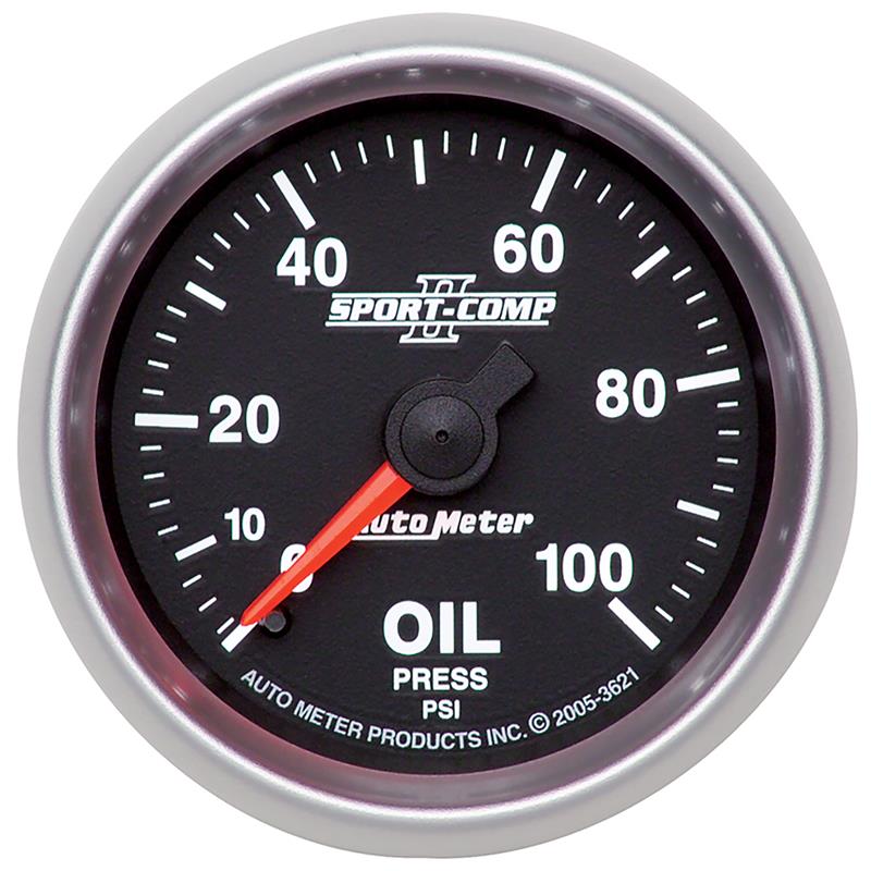 Autometer Sport-Comp II 52mm 0-100 PSI Mechanical Oil Pressure Gauge - 3621