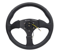 NRG Reinforced Steering Wheel (350mm / 2.5in. Deep) Blk Leather Comfort Grip w/5mm Matte Blk Spokes - RST-023MB-R