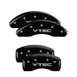 MGP 4 Caliper Covers Engraved Front & Rear Vtech Black finish silver ch - 20204SVTCBK