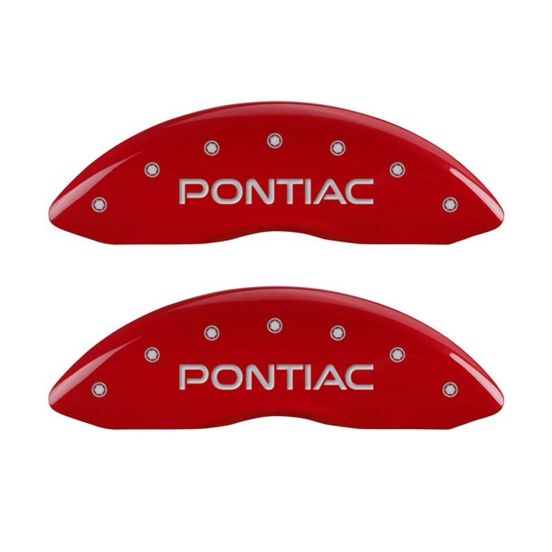 MGP 4 Caliper Covers Engraved Front & Rear Pontiac Red finish silver ch - 18028SPOPRD
