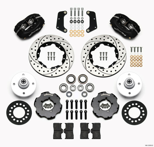 Wilwood Forged Dynalite Front Kit 10.75in Drilled Red 64-65 Mustang 6 Cylinder 4-lug - 140-12535-D
