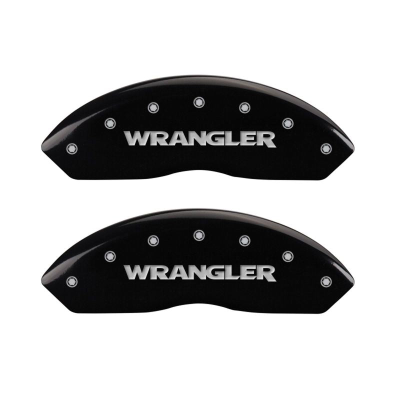 MGP 4 Caliper Covers Engraved Front & Rear WRANGLER Black finish silver ch - 42014SWRGBK