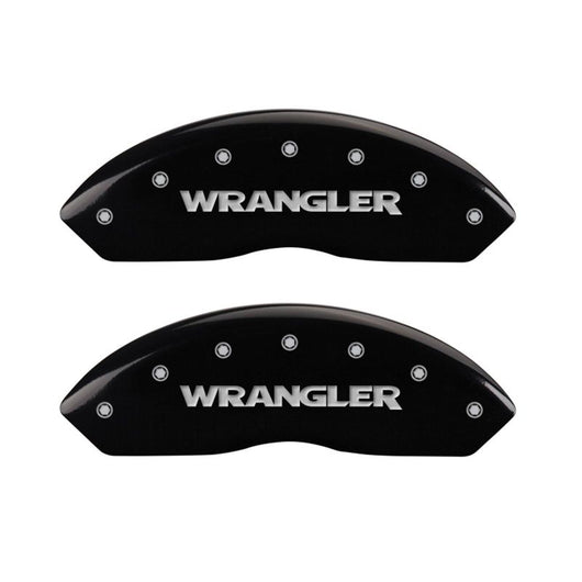 MGP 4 Caliper Covers Engraved Front & Rear WRANGLER Black finish silver ch - 42014SWRGBK