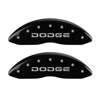 MGP 4 Caliper Covers Engraved Front & Rear Broken D/Dodge Black finish silver ch - 12043SDODBK